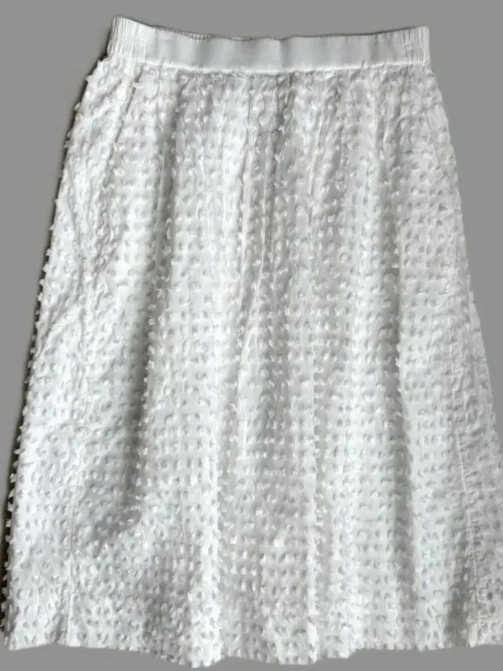 NWT J. Crew White Clip Dot Flared Midi 100% Cotton Skirt Sz 4